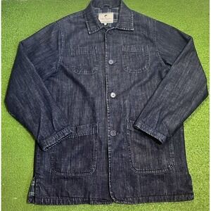 Vintage Y2K Denim Chore Coat MED. Lee Valley Ireland Flannel Lined Bar Cost MINT